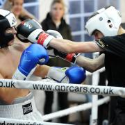 Alfie Shaw (white headguard) [LKBA] against Tommy Young [Eddie's Gym]. The fight ended in a draw.