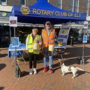 Rotary Club of Ely gives away crocus bulbs at Ely Market