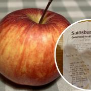 The grandmother's receipt states that she paid 55 pence for an apple at Sainsbury's cafe in Ely.