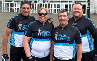 Prostate Cancer UK fundraising cyclists Chris Farnell, Laura Farnell, Daryl Quinn and Darren Logan.