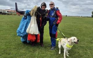 Mick Bennett after completing his skydive.