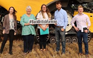 MP Charlotte Cane, second from the left, on a recent visit to NFU Ely branch chair Luke Palmer’s farm.